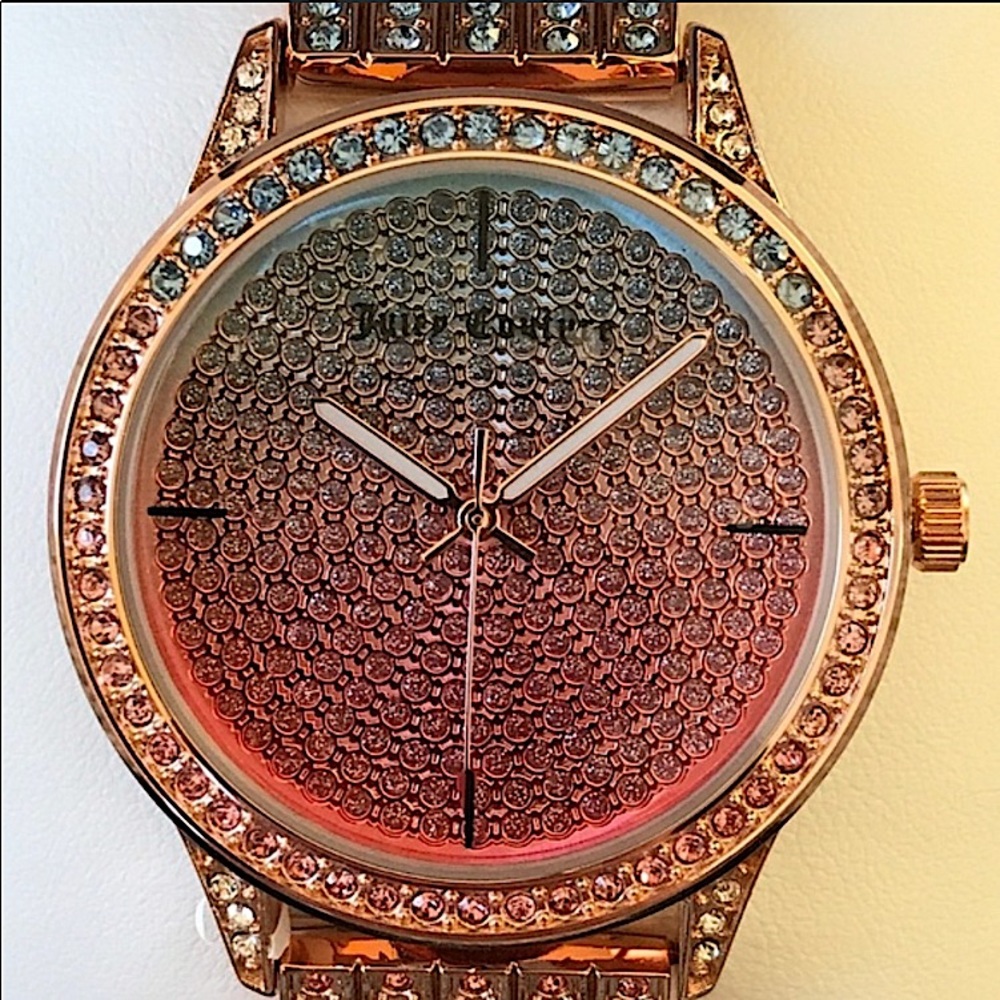 Juicy Couture STELLA SWAROVSKI PAVE BRACELET WATCH NEW DIAMONDS RAINBOW OMBRÉ